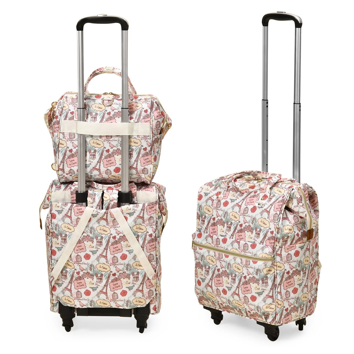 Set of 2 Travel Bags, Yellow Backpack with Wheel and Adjustable Handle and Tote Bag image number 4