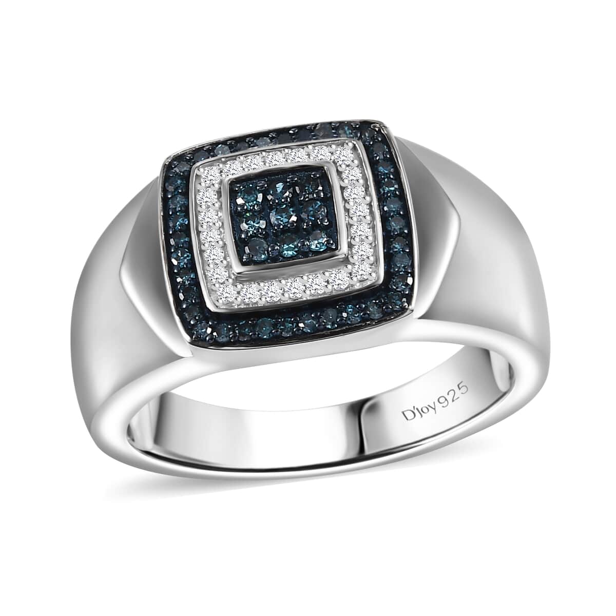 Blue Diamond (IR), Diamond Men's Ring in Rhodium Over Sterling Silver (Size 11.0) 0.50 ctw image number 0