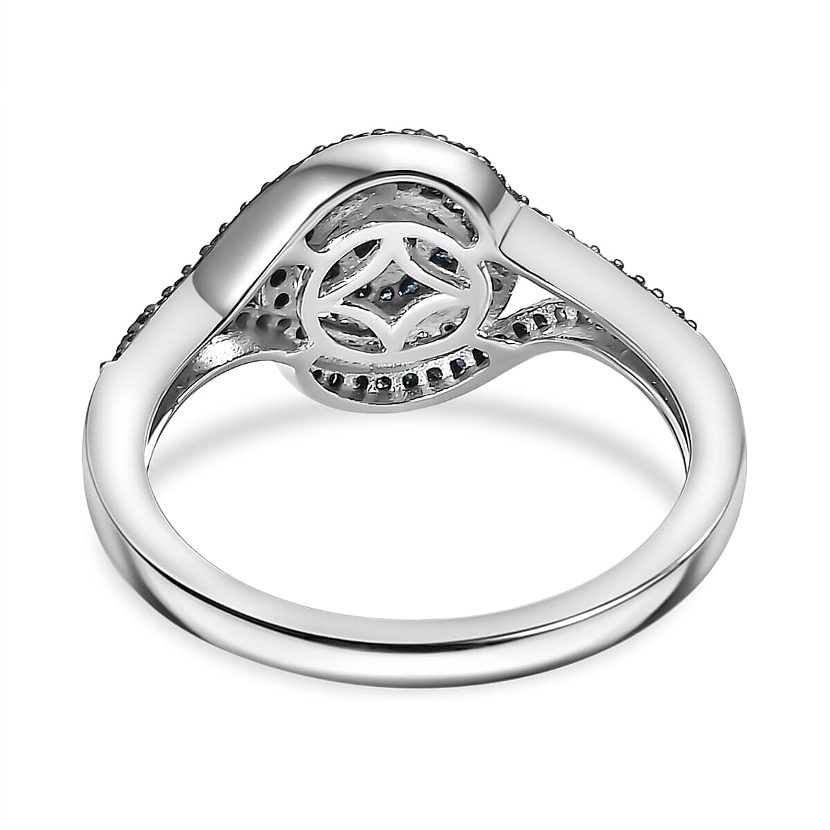 Blue Diamond (IR) Ring in Rhodium Over Sterling Silver (Size 7.0) 0.50 ctw