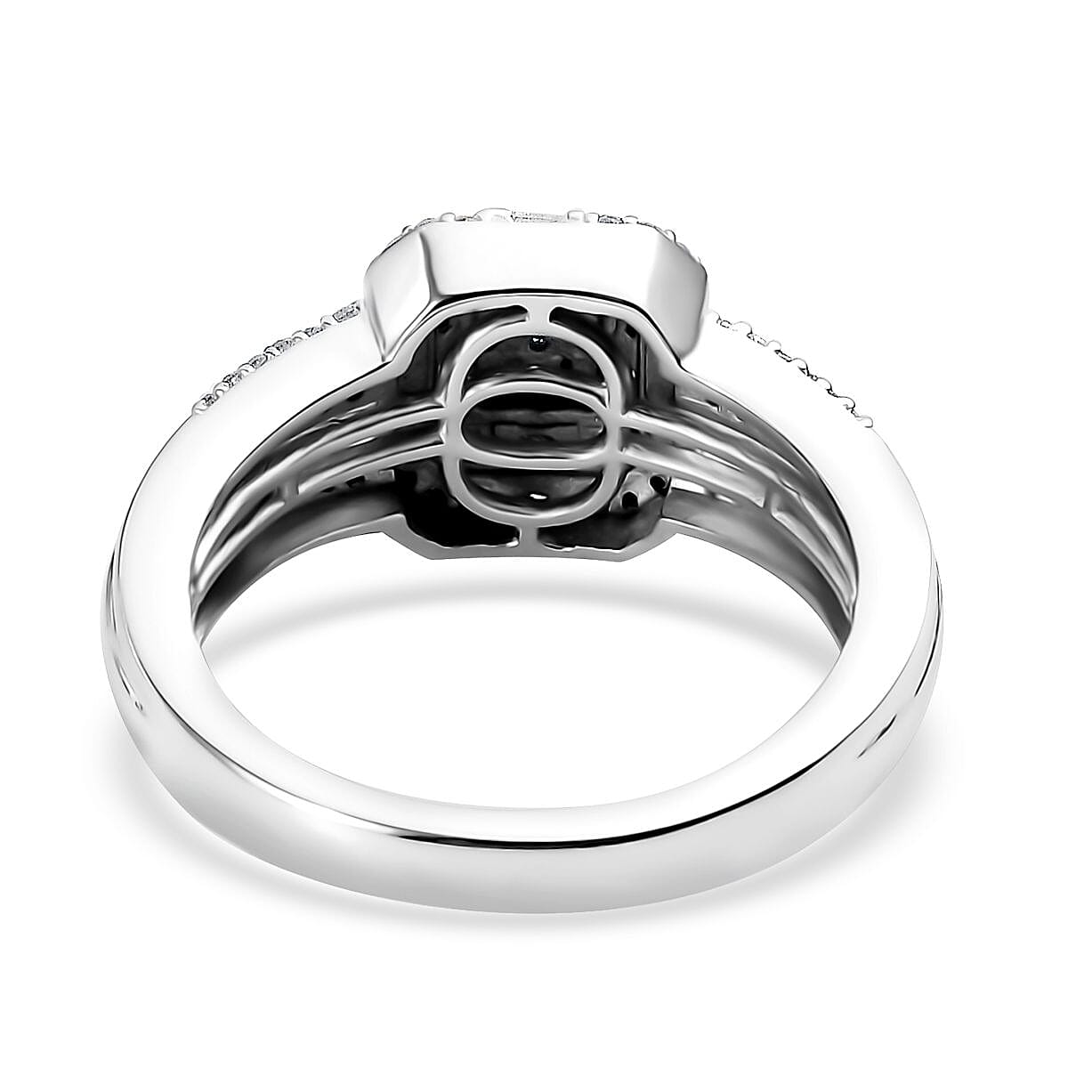Diamond 0.50 ctw Cluster Ring in Rhodium Over Sterling Silver (Size 10.0) 