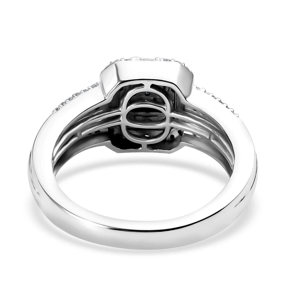 Diamond 0.50 ctw Cluster Ring in Rhodium Over Sterling Silver (Size 10.0)  image number 4