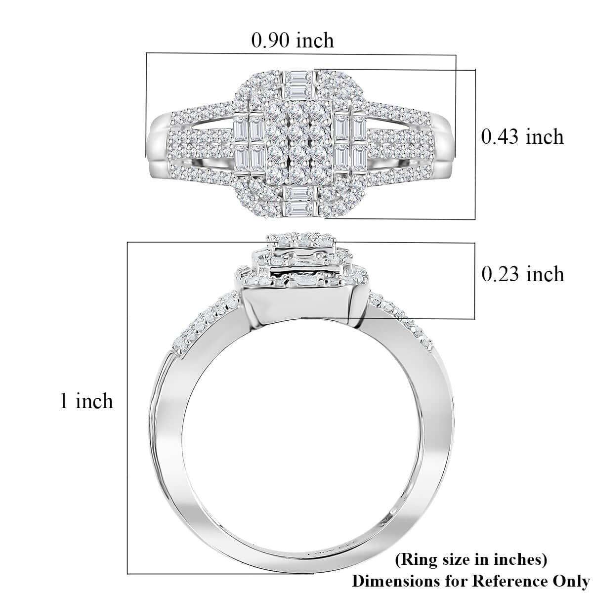 Diamond 0.50 ctw Cluster Ring in Rhodium Over Sterling Silver (Size 7.0)  image number 5