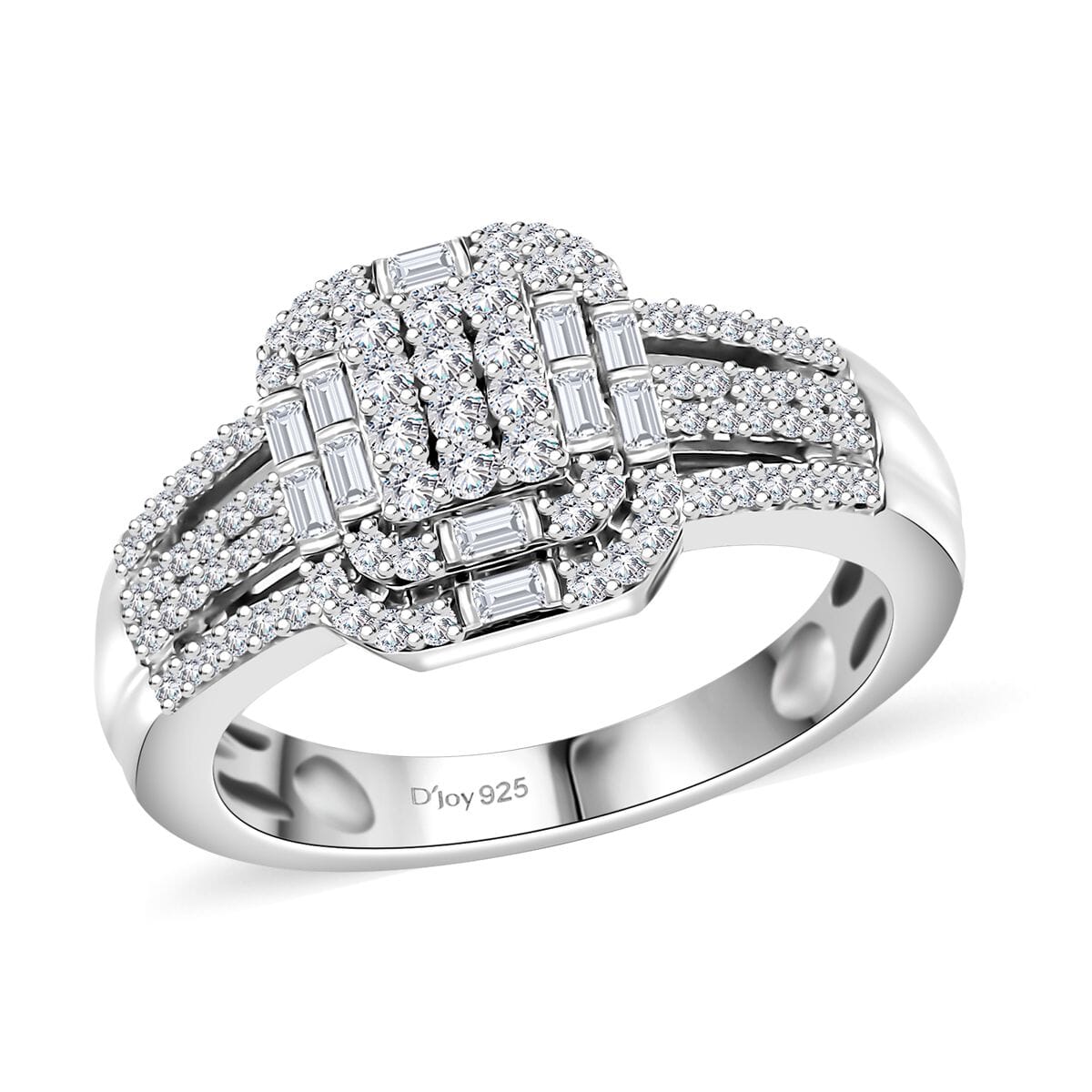 Diamond 0.50 ctw Cluster Ring in Rhodium Over Sterling Silver (Size 9.0)  image number 0