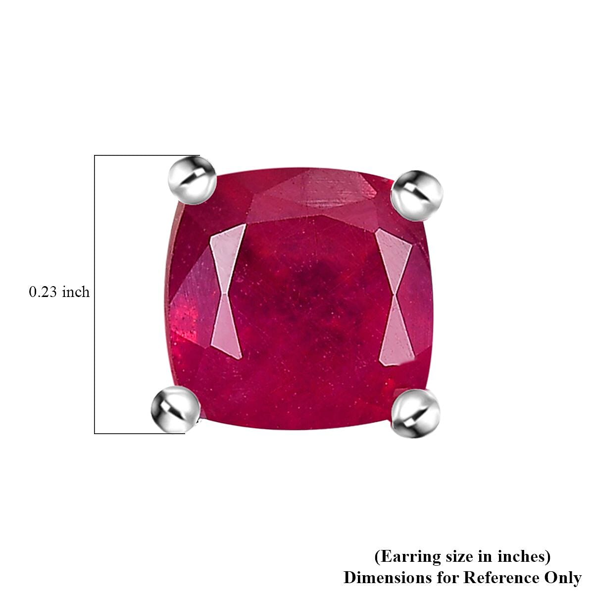 D'Joy Premium Niassa Ruby (FF) 1.80 ctw Solitaire Stud Earrings in Rhodium Over Sterling Silver