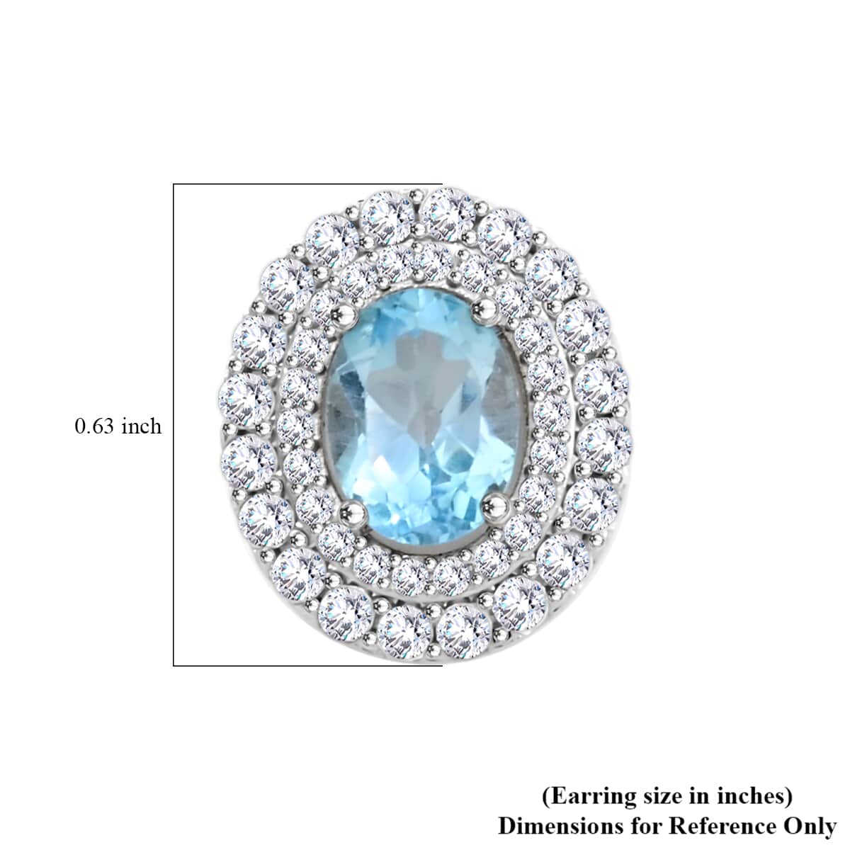 Blue Topaz and Simulated Diamond 3.85 ctw Earrings in Silvertone image number 4