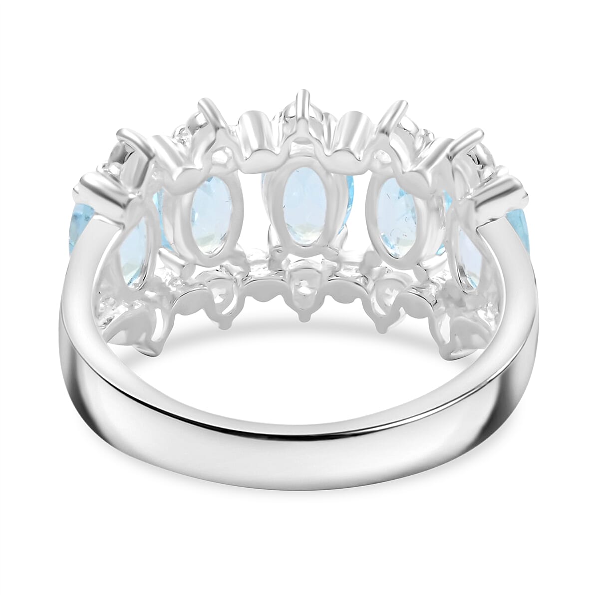 Blue Topaz and Simulated Diamond 2.65 ctw Ring in Silvertone (Size 6.0)