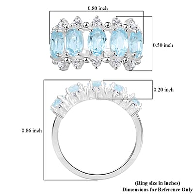 Blue Topaz and Simulated Diamond 2.65 ctw Ring in Silvertone (Size 6.0)