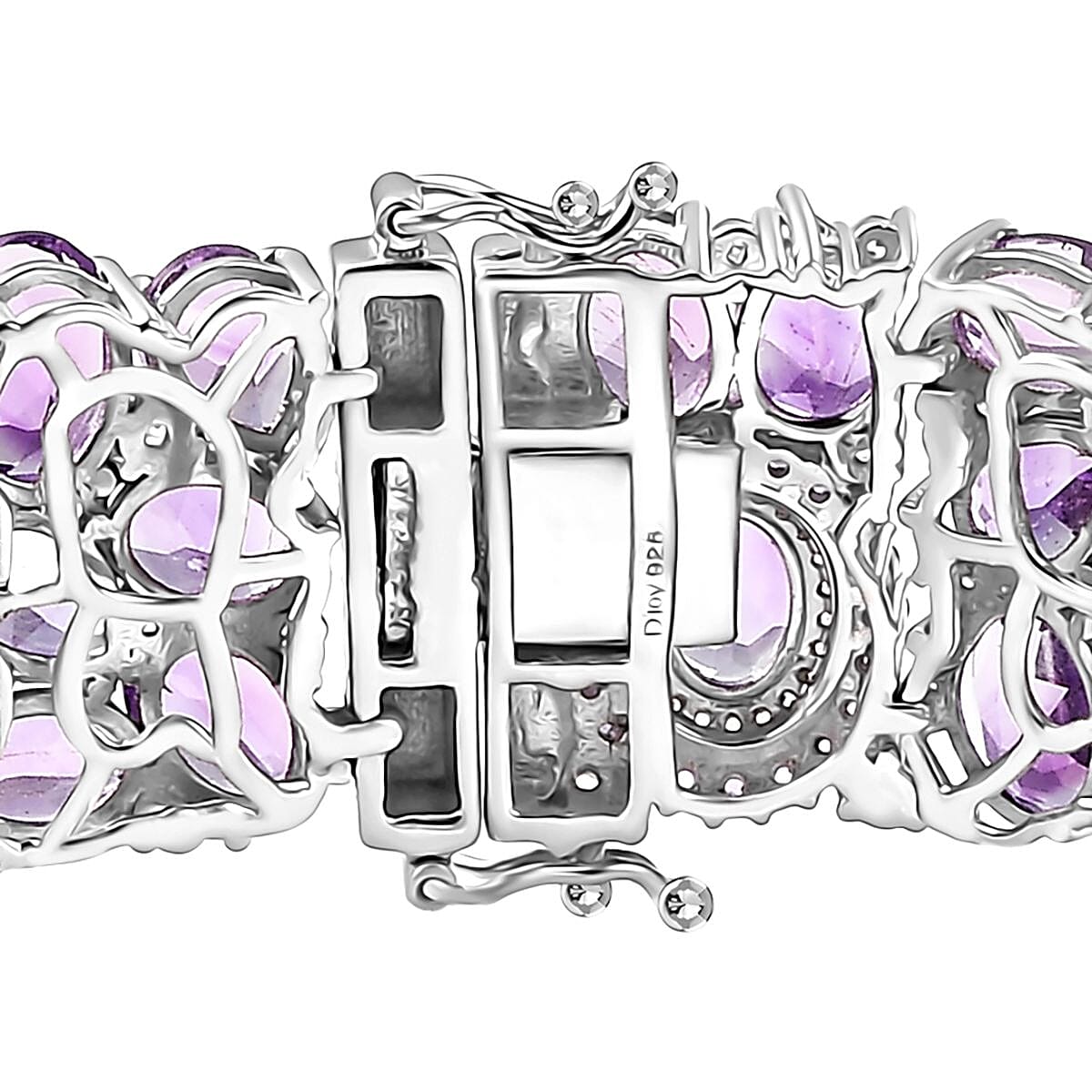 Moroccan Rose and Multi Gemstone 52.00 ctw Carpet of Flowers Bracelet in Rhodium Over Sterling Silver (6.50 In) image number 3