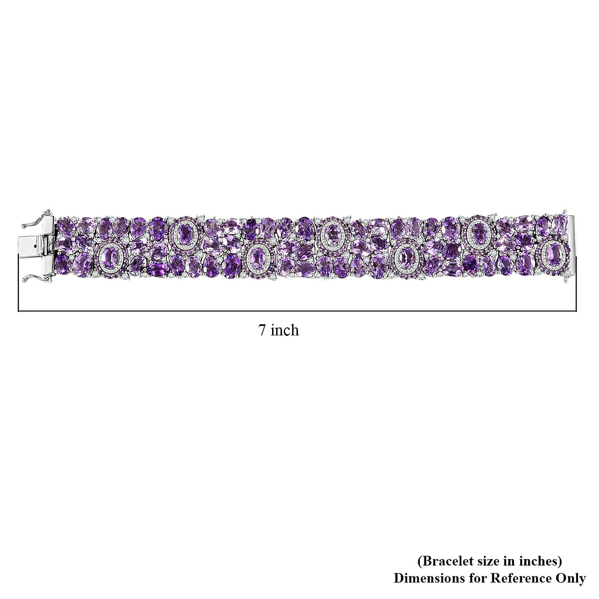 Moroccan Rose and Multi Gemstone 52.00 ctw Carpet of Flowers Bracelet in Rhodium Over Sterling Silver (6.50 In) image number 4