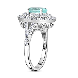 Chairman Vault Collection Certified & Appraised Rhapsody AAAA Paraiba Tourmaline and E-F VS Diamond 2.75 ctw Ring in 950 Platinum (Size 7.0) 9.25 Grams