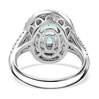 Chairman Vault Collection Certified & Appraised Rhapsody AAAA Paraiba Tourmaline and E-F VS Diamond 2.75 ctw Ring in 950 Platinum (Size 7.0) 9.25 Grams
