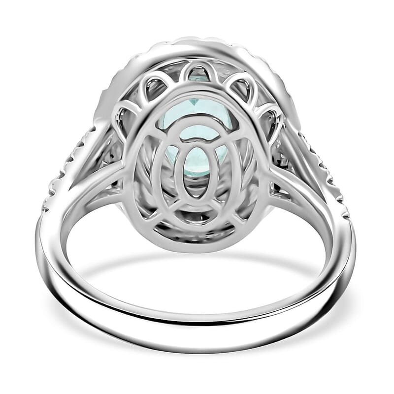 Chairman Vault Collection Certified & Appraised Rhapsody AAAA Paraiba Tourmaline and E-F VS Diamond 2.75 ctw Ring in 950 Platinum (Size 7.0) 9.25 Grams