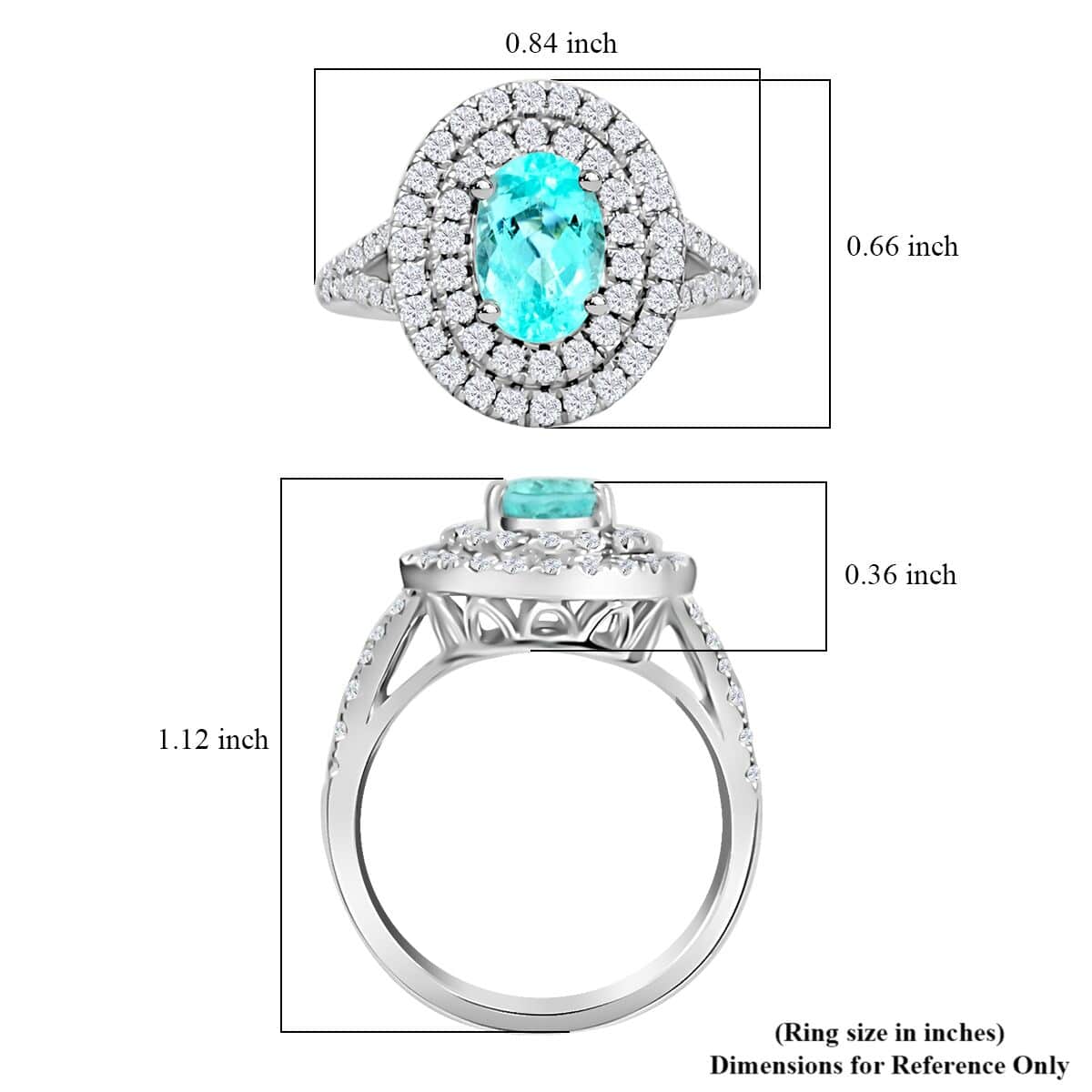 Chairman's Vault Certified & Appraised Rhapsody AAAA Paraiba Tourmaline and E-F VS Diamond 2.75 ctw Ring in 950 Platinum (Size 7.0) 9.25 Grams image number 5