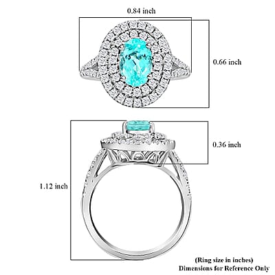 Chairman Vault Collection Certified & Appraised Rhapsody AAAA Paraiba Tourmaline and E-F VS Diamond 2.75 ctw Ring in 950 Platinum (Size 7.0) 9.25 Grams