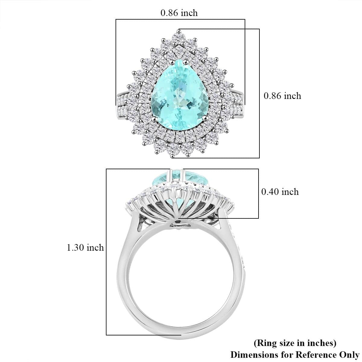 Chairman's Vault Certified & Appraised Rhapsody AAAA Paraiba Tourmaline and E-F VS Diamond 5.40 ctw Ring in 950 Platinum (Size 7.0) 14.45 Grams image number 5