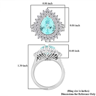 Chairman Vault Collection Certified & Appraised Rhapsody AAAA Paraiba Tourmaline and E-F VS Diamond 5.40 ctw Ring in 950 Platinum (Size 7.0) 14.45 Grams