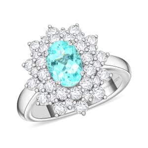 Chairman's Vault Certified & Appraised Rhapsody AAAA Paraiba Tourmaline and E-F VS Diamond 2.50 ctw Ring in 950 Platinum (Size 7.0) 11.60 Grams