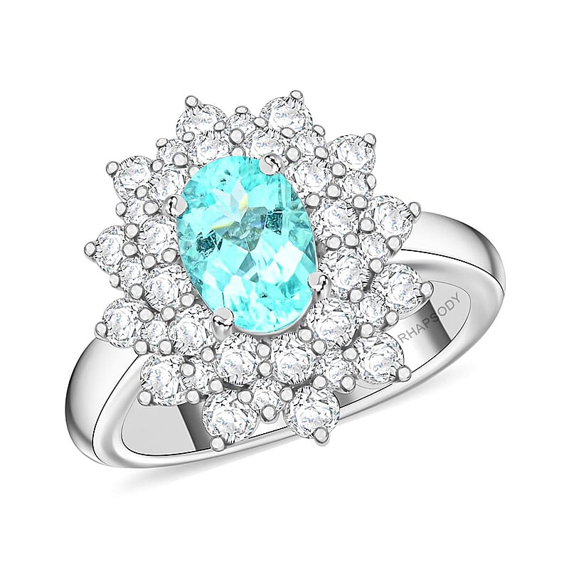 Chairman Vault Collection Certified & Appraised Rhapsody AAAA Paraiba Tourmaline and E-F VS Diamond 2.50 ctw Ring in 950 Platinum (Size 7.0) 11.60 Grams