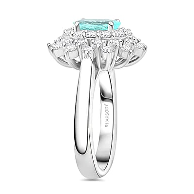 Chairman Vault Collection Certified & Appraised Rhapsody AAAA Paraiba Tourmaline and E-F VS Diamond 2.50 ctw Ring in 950 Platinum (Size 7.0) 11.60 Grams