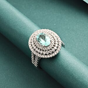 Chairman Vault Collection Certified & Appraised Rhapsody AAAA Paraiba Tourmaline and E-F VS Diamond 3.10 ctw Ring in 950 Platinum (Size 7.0) 13.35 Grams