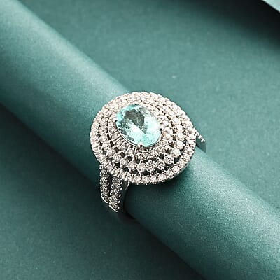 Chairman Vault Collection Certified & Appraised Rhapsody AAAA Paraiba Tourmaline and E-F VS Diamond 3.10 ctw Ring in 950 Platinum (Size 7.0) 13.35 Grams