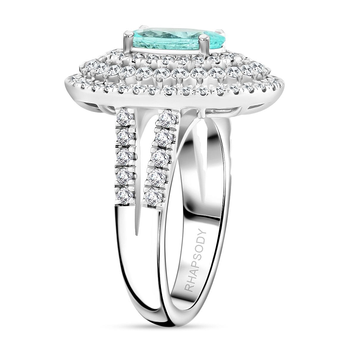 Chairman Vault Collection Certified & Appraised Rhapsody AAAA Paraiba Tourmaline and E-F VS Diamond 3.10 ctw Ring in 950 Platinum (Size 7.0) 13.35 Grams