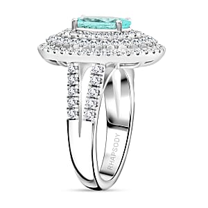 Chairman Vault Collection Certified & Appraised Rhapsody AAAA Paraiba Tourmaline and E-F VS Diamond 3.10 ctw Ring in 950 Platinum (Size 7.0) 13.35 Grams