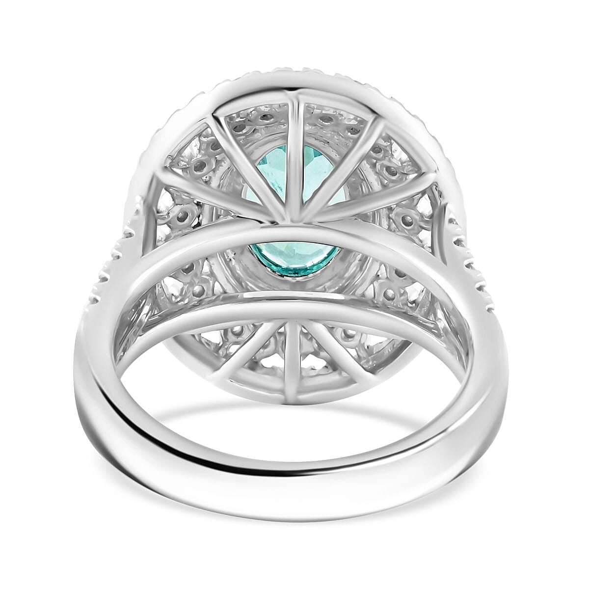 Chairman Vault Collection Certified & Appraised Rhapsody AAAA Paraiba Tourmaline and E-F VS Diamond 3.10 ctw Ring in 950 Platinum (Size 7.0) 13.35 Grams