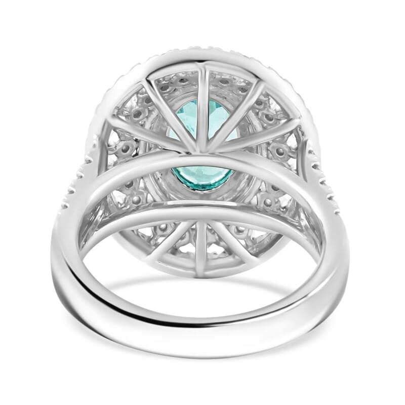 Chairman Vault Collection Certified & Appraised Rhapsody AAAA Paraiba Tourmaline and E-F VS Diamond 3.10 ctw Ring in 950 Platinum (Size 7.0) 13.35 Grams