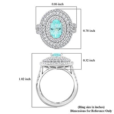 Chairman Vault Collection Certified & Appraised Rhapsody AAAA Paraiba Tourmaline and E-F VS Diamond 3.10 ctw Ring in 950 Platinum (Size 7.0) 13.35 Grams