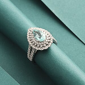 Chairman Vault Collection Certified & Appraised Rhapsody AAAA Paraiba Tourmaline and E-F VS Diamond 4.35 ctw Ring in 950 Platinum (Size 7.0) 12.85 Grams