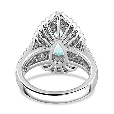 Chairman Vault Collection Certified & Appraised Rhapsody AAAA Paraiba Tourmaline and E-F VS Diamond 4.35 ctw Ring in 950 Platinum (Size 7.0) 12.85 Grams