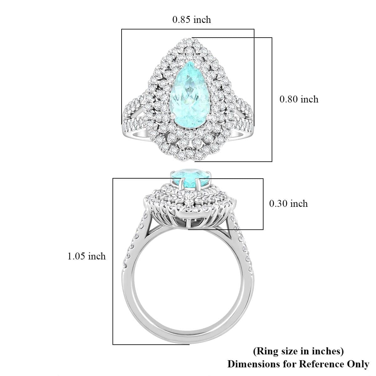 Chairman's Vault Certified & Appraised Rhapsody AAAA Paraiba Tourmaline and E-F VS Diamond 4.35 ctw Ring in 950 Platinum (Size 7.0) 12.85 Grams image number 5