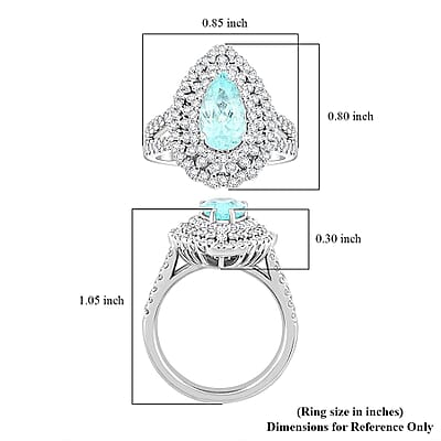 Chairman Vault Collection Certified & Appraised Rhapsody AAAA Paraiba Tourmaline and E-F VS Diamond 4.35 ctw Ring in 950 Platinum (Size 7.0) 12.85 Grams