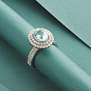 Chairman Vault Collection Certified & Appraised Rhapsody AAAA Paraiba Tourmaline and E-F VS Diamond 3.50 ctw Ring in 950 Platinum (Size 7.0) 11.25 Grams