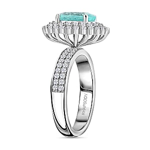 Chairman Vault Collection Certified & Appraised Rhapsody AAAA Paraiba Tourmaline and E-F VS Diamond 3.50 ctw Ring in 950 Platinum (Size 7.0) 11.25 Grams