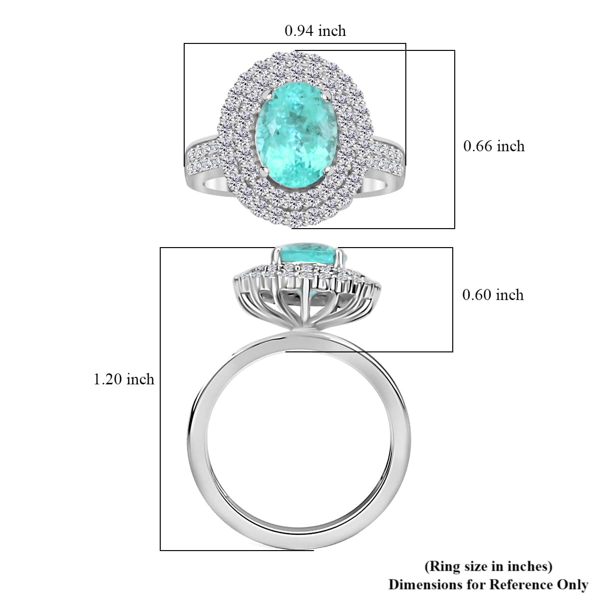 Chairman's Vault Certified & Appraised Rhapsody AAAA Paraiba Tourmaline and E-F VS Diamond 3.50 ctw Ring in 950 Platinum (Size 7.0) 11.25 Grams image number 5