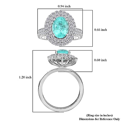 Chairman Vault Collection Certified & Appraised Rhapsody AAAA Paraiba Tourmaline and E-F VS Diamond 3.50 ctw Ring in 950 Platinum (Size 7.0) 11.25 Grams