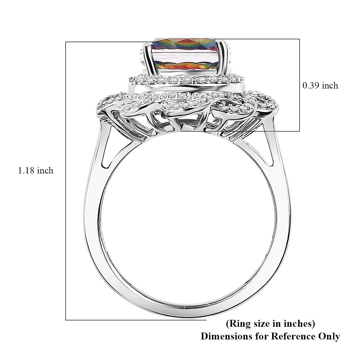 Nebula Quartz Doublet and Moissanite 4.65 ctw Eternal Spectrum Ring in Rhodium Over Sterling Silver (Size 7.0) image number 5