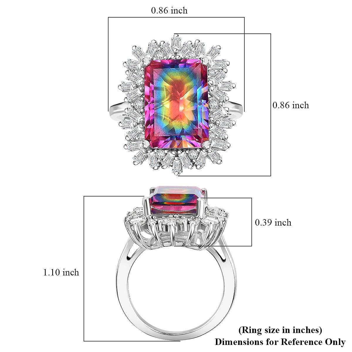 D'Joy Nebula Quartz Doublet and Moissanite 8.90 ctw Cosmic Ray Ring in Rhodium Over Sterling Silver (Size 9.0) image number 5