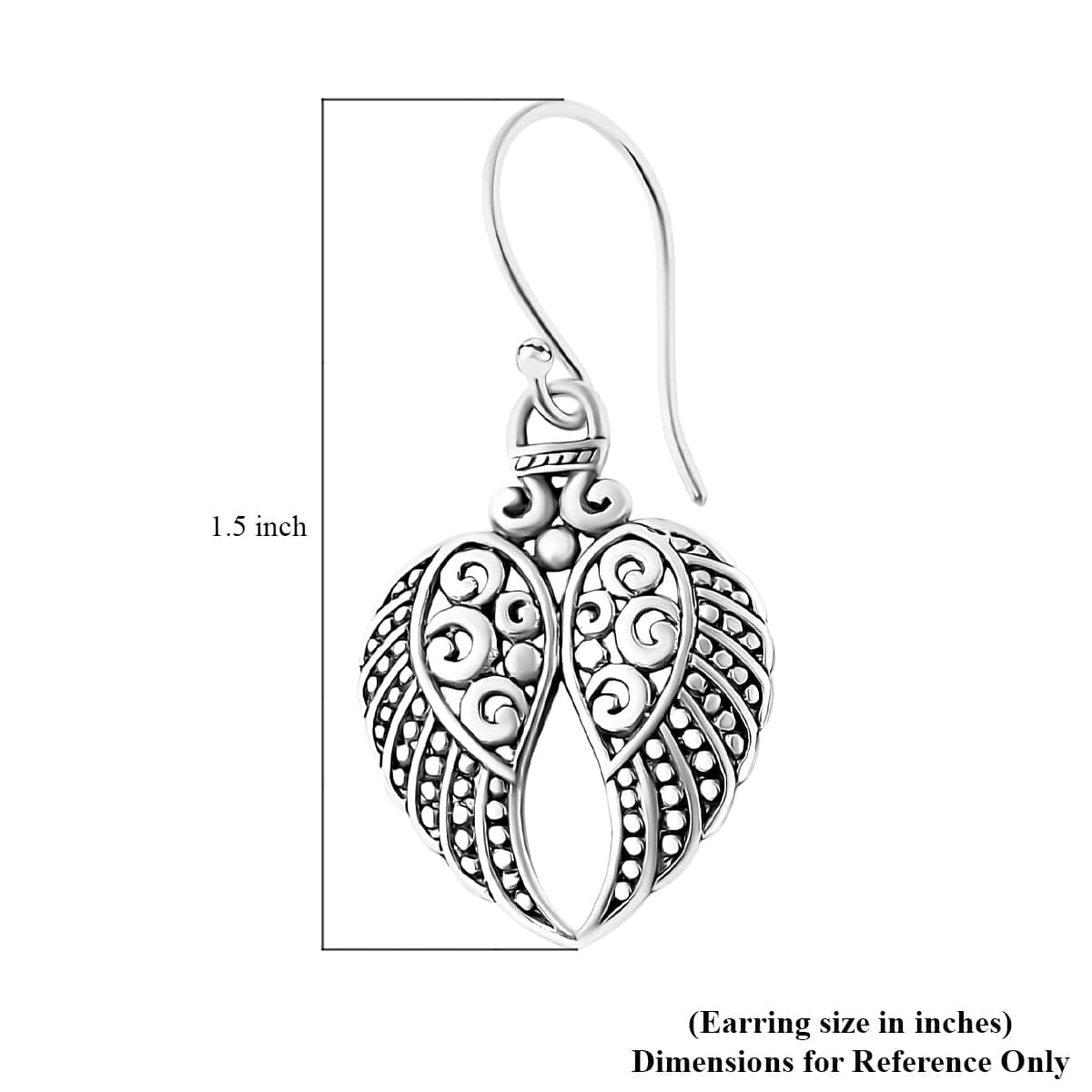 Bali Legacy Angel Wings Earrings in Sterling Silver 4.20 Grams image number 4