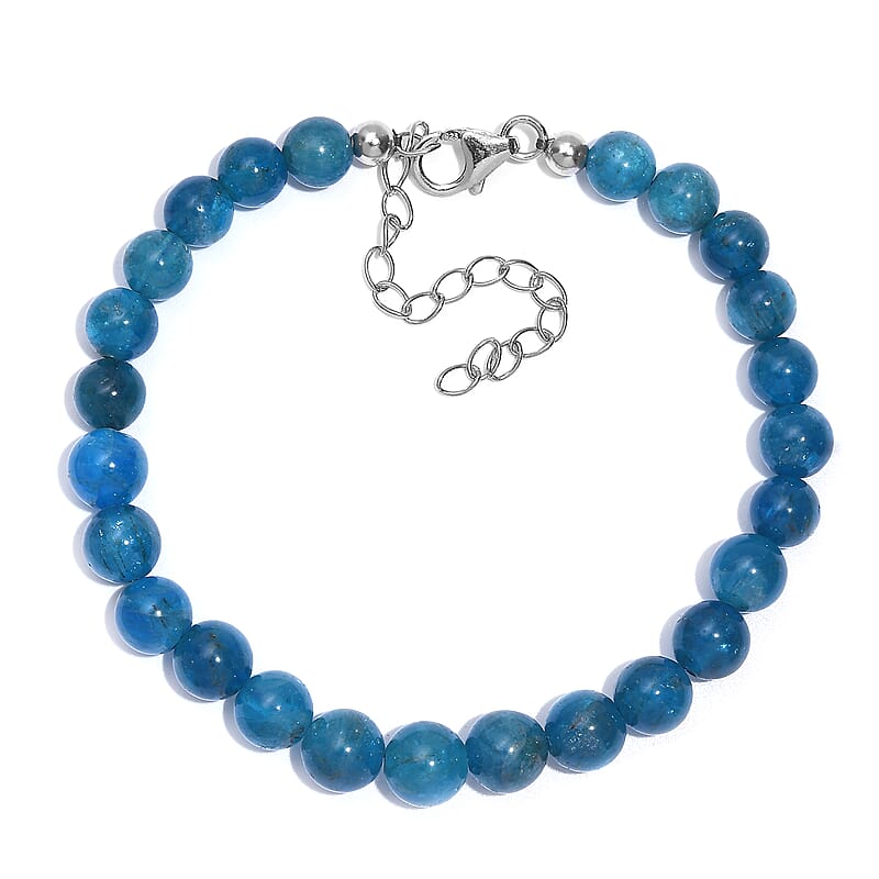 Malgache Neon Apatite Bracelet in Rhodium Over Sterling Silver (7.50-8.5In) 65.00 ctw