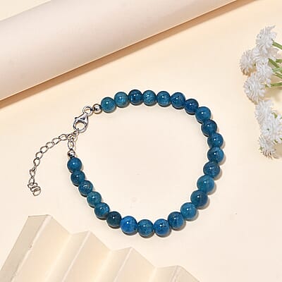 Malgache Neon Apatite Bracelet in Rhodium Over Sterling Silver (7.50-8.5In) 65.00 ctw