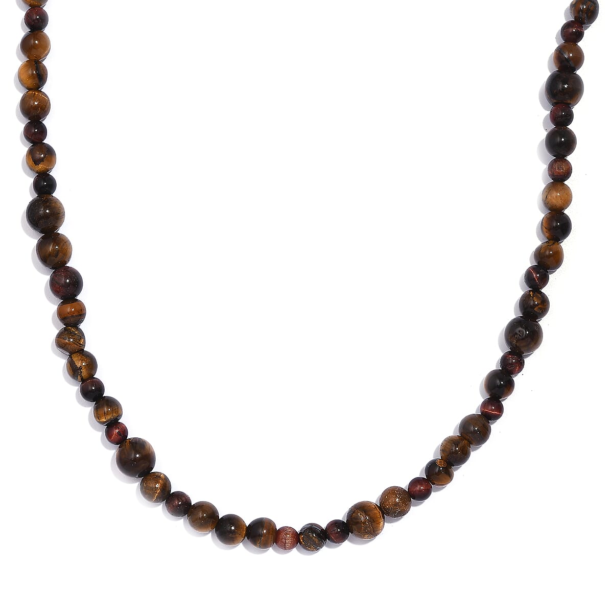 Karis Tigers Eye Beaded 153.00 ctw Necklace 20 Inches in Platinum Bond image number 0