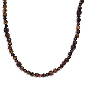 Karis Tigers Eye Beaded 153.00 ctw Necklace 20 Inches in Platinum Bond