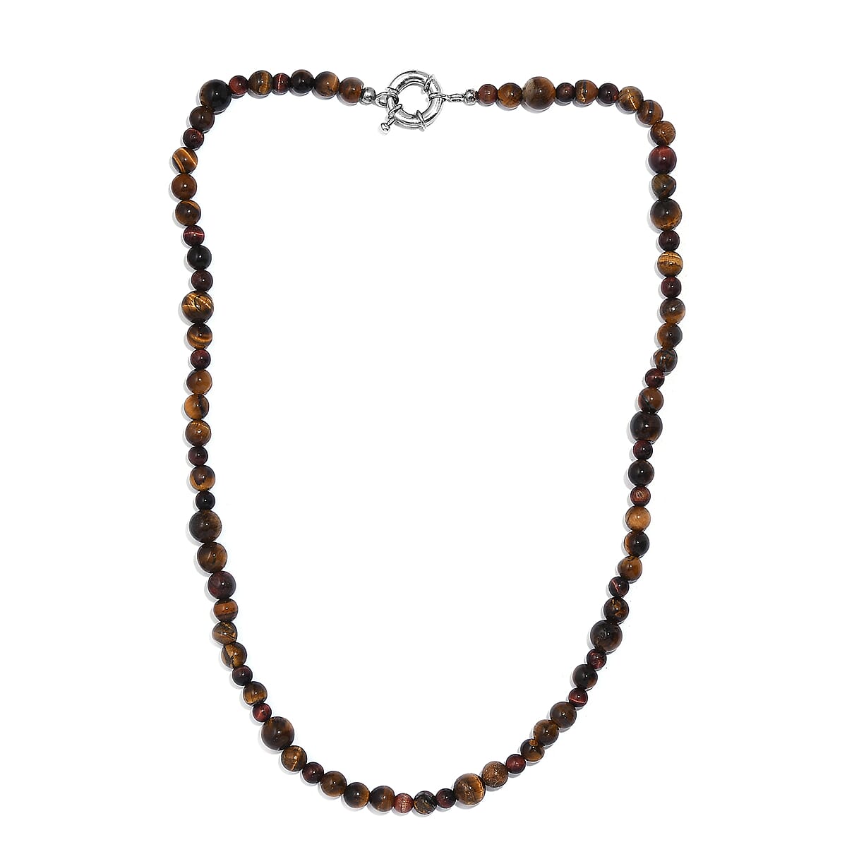 Karis Tigers Eye Beaded 153.00 ctw Necklace 20 Inches in Platinum Bond image number 3