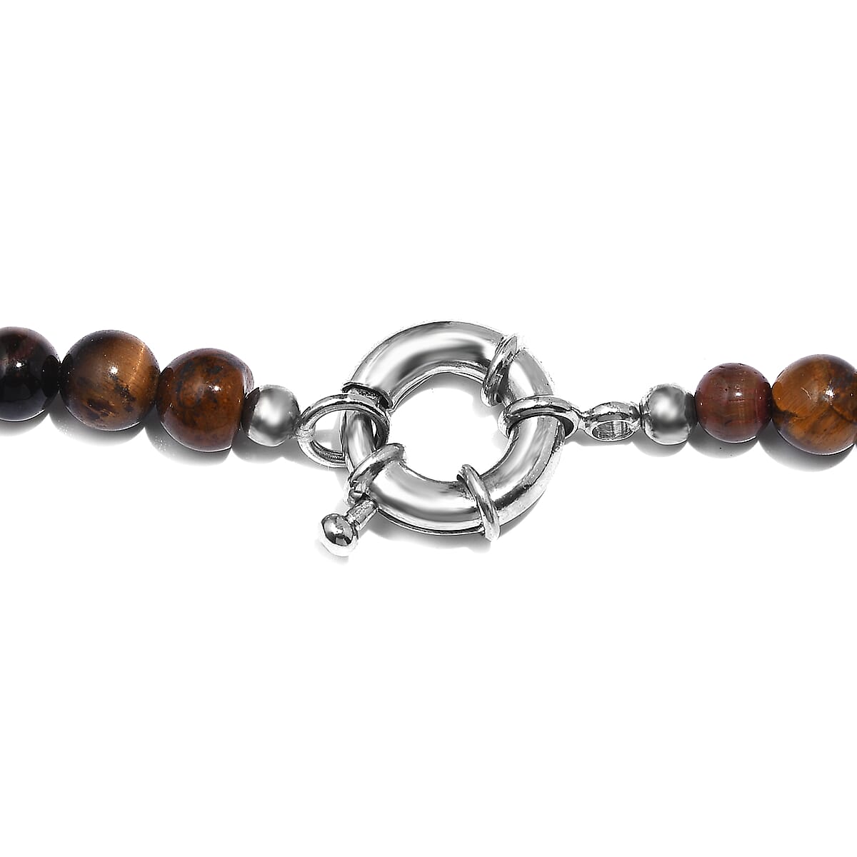 Karis Tigers Eye Beaded 153.00 ctw Necklace 20 Inches in Platinum Bond image number 4
