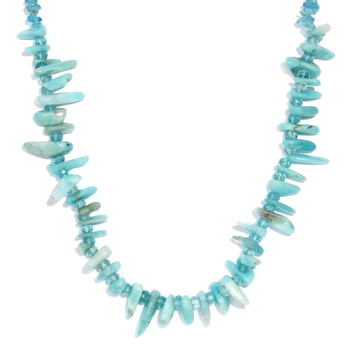 Karis Amazonite and Apatite 180.00 ctw Necklace 20 Inches in Platinum Bond  image number 0