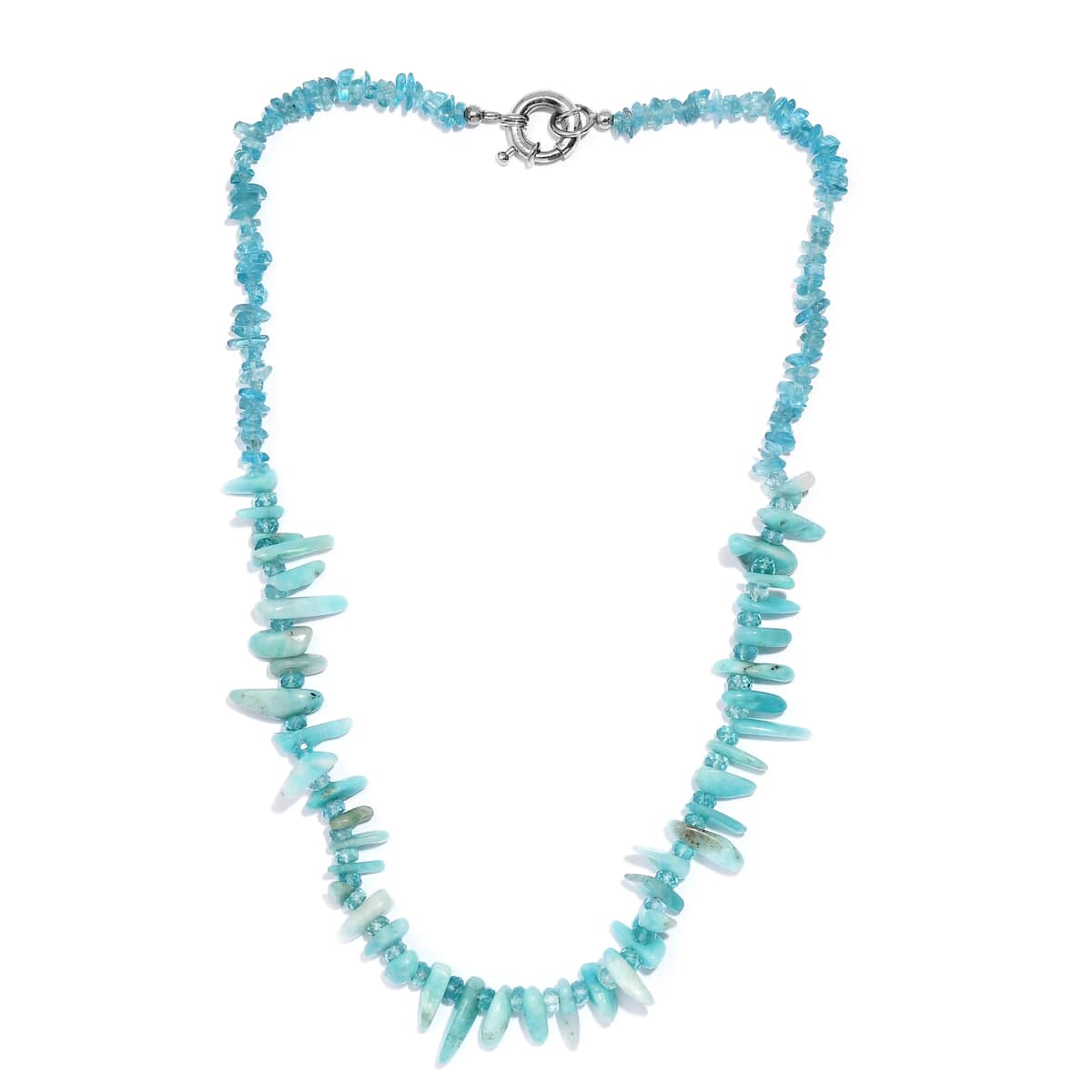 Karis Amazonite and Apatite 180.00 ctw Necklace 20 Inches in Platinum Bond  image number 3