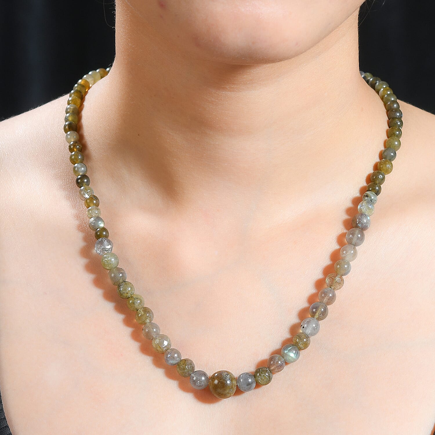 Karis Malagasy Labradorite Beaded 167.00 ctw Necklace 20 Inches in Platinum Bond 